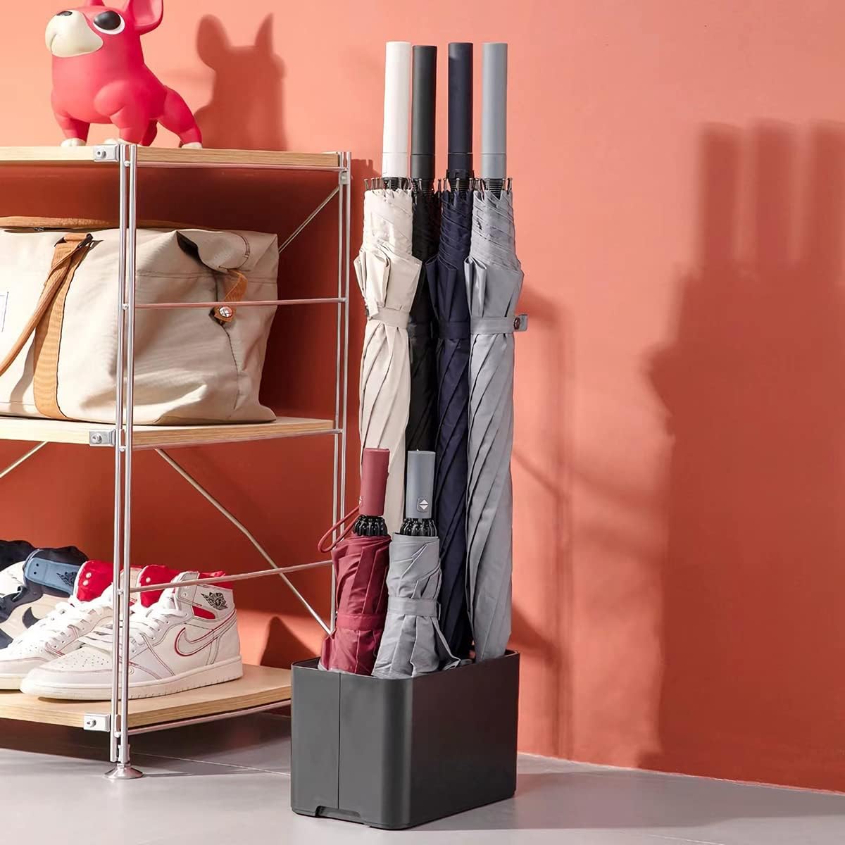 GeLive Umbrella Stand Rack Umbrella Holder with Drip Tray for Entryway Corner Space Saving Organizer Home Office Decor Stored 10 Umbrellas (Black)