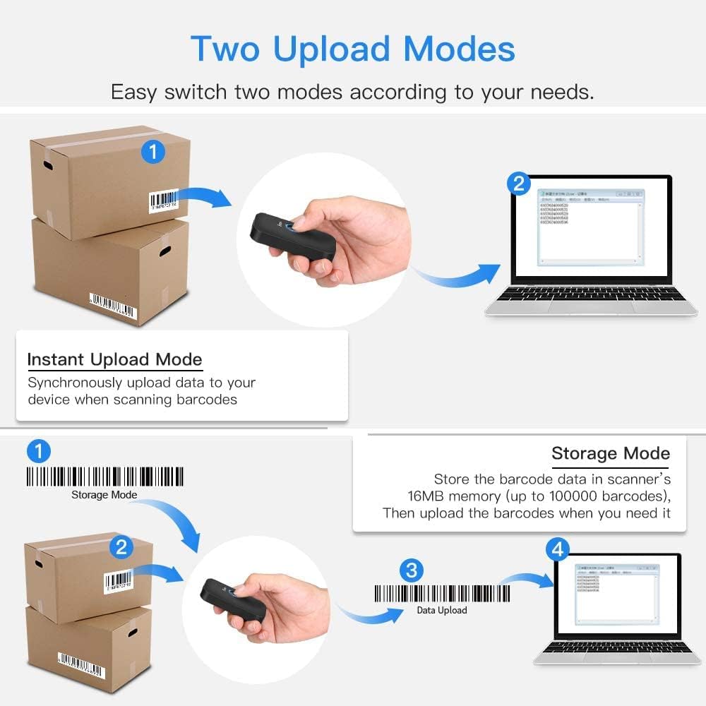 Eyoyo Wireless 1D CCD Barcode Scanner Bluetooth, 2.4G Wireless & Wired 3-in-1 Bar Code Scanner Portable USB 1D ISBN Book Reader, Compatible with Tablet iPhone iPad Android Windows Mac OS