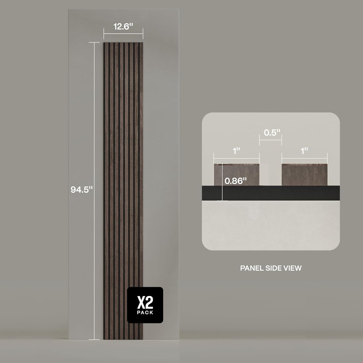 2-Pack Acoustic Wood Slat Panels - Soundproof Wall Paneling for Interior Decor