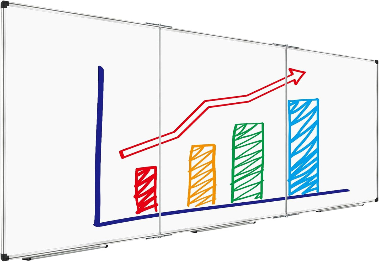 XBoard 118 x 48 Inch Magnetic Dry Erase Board, Oversized Foldable Whiteboard with Marker Tray 10' x 4' | Aluminum Frame