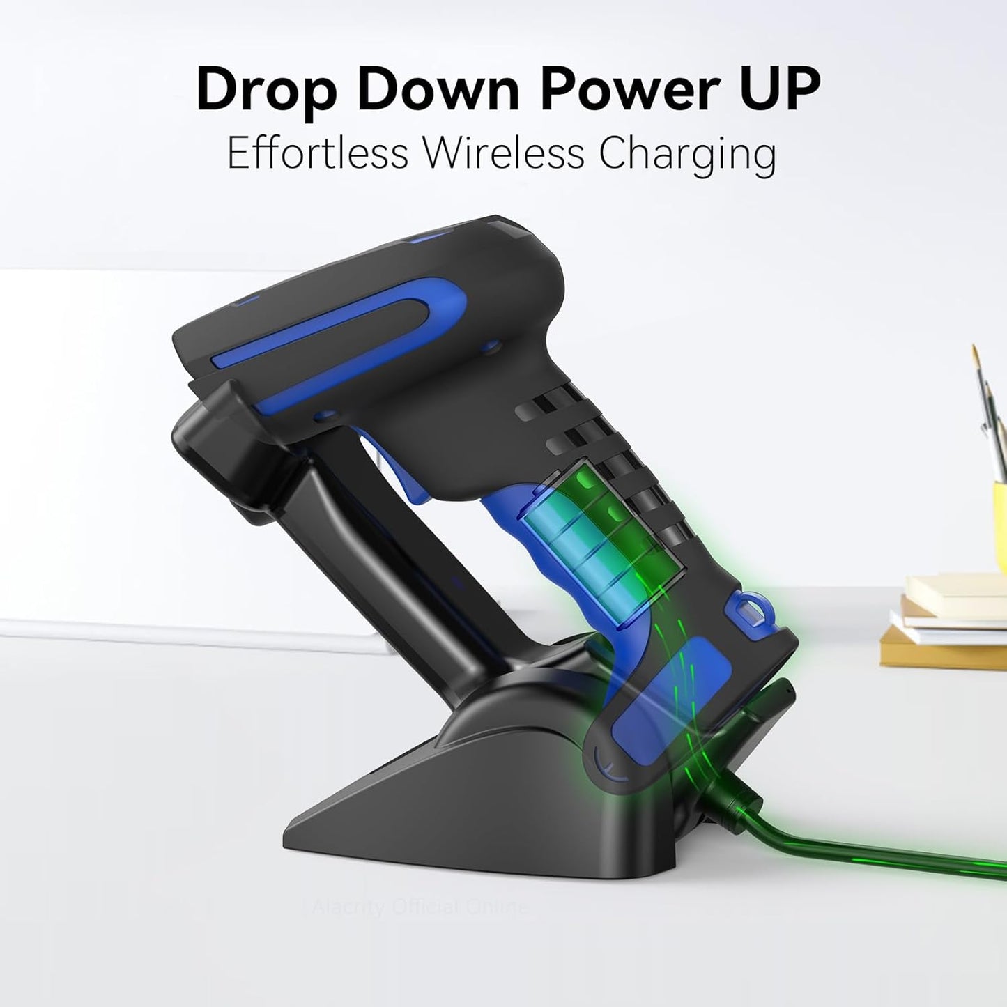 Alacrity DPM Industrial Barcode Scanner, 1D 2D & Direct Part Marks Symbologies, Wireless Charging, Long-Distance 433MHz Wireless & Bluetooth Connectivity, Shock and Dust-Proof Barcode Reader, Green