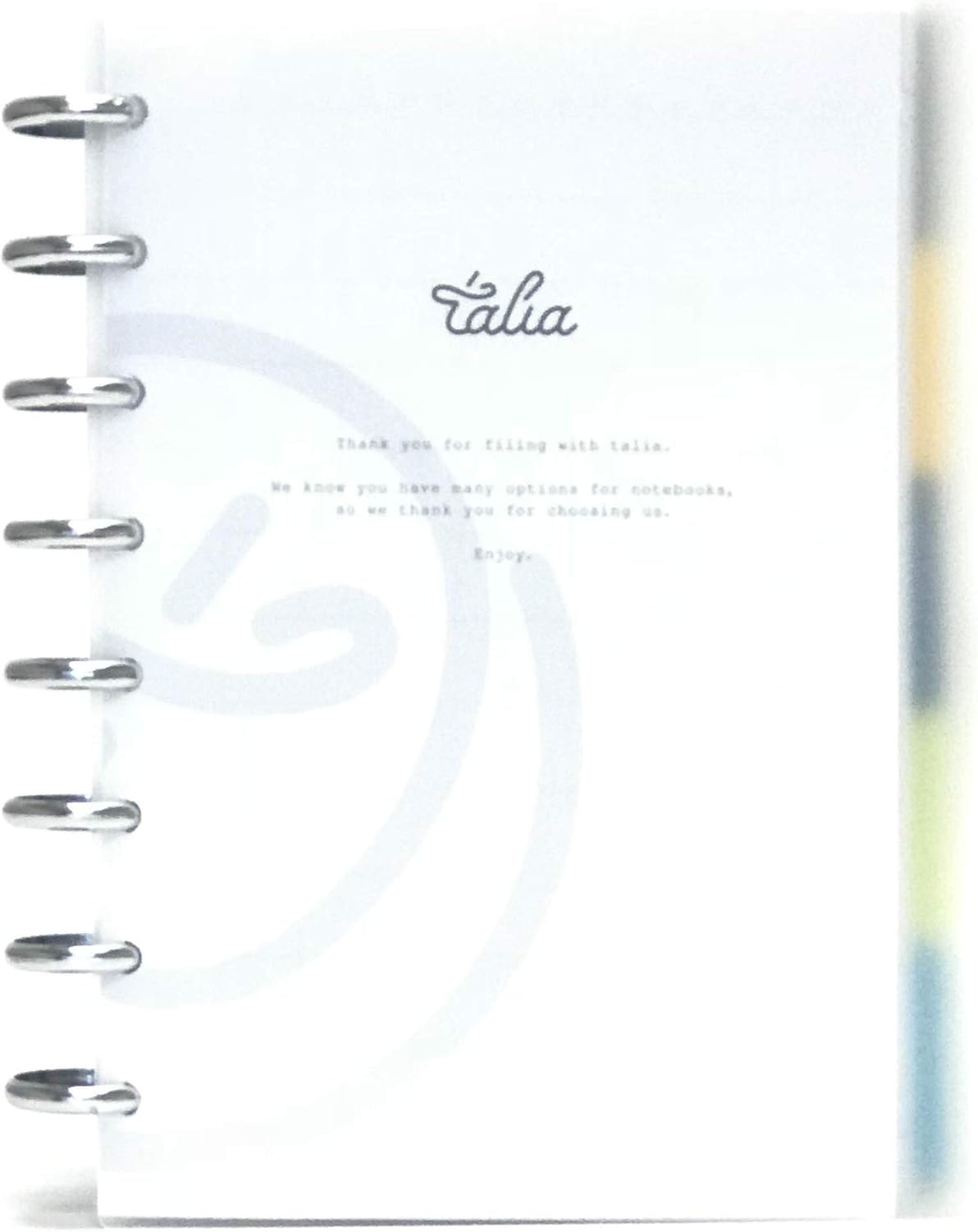 Talia Discbound Notebooks, Planner, Customizable, (yClear w/Silver Discs, Junior (5.5in x 8.5in))
