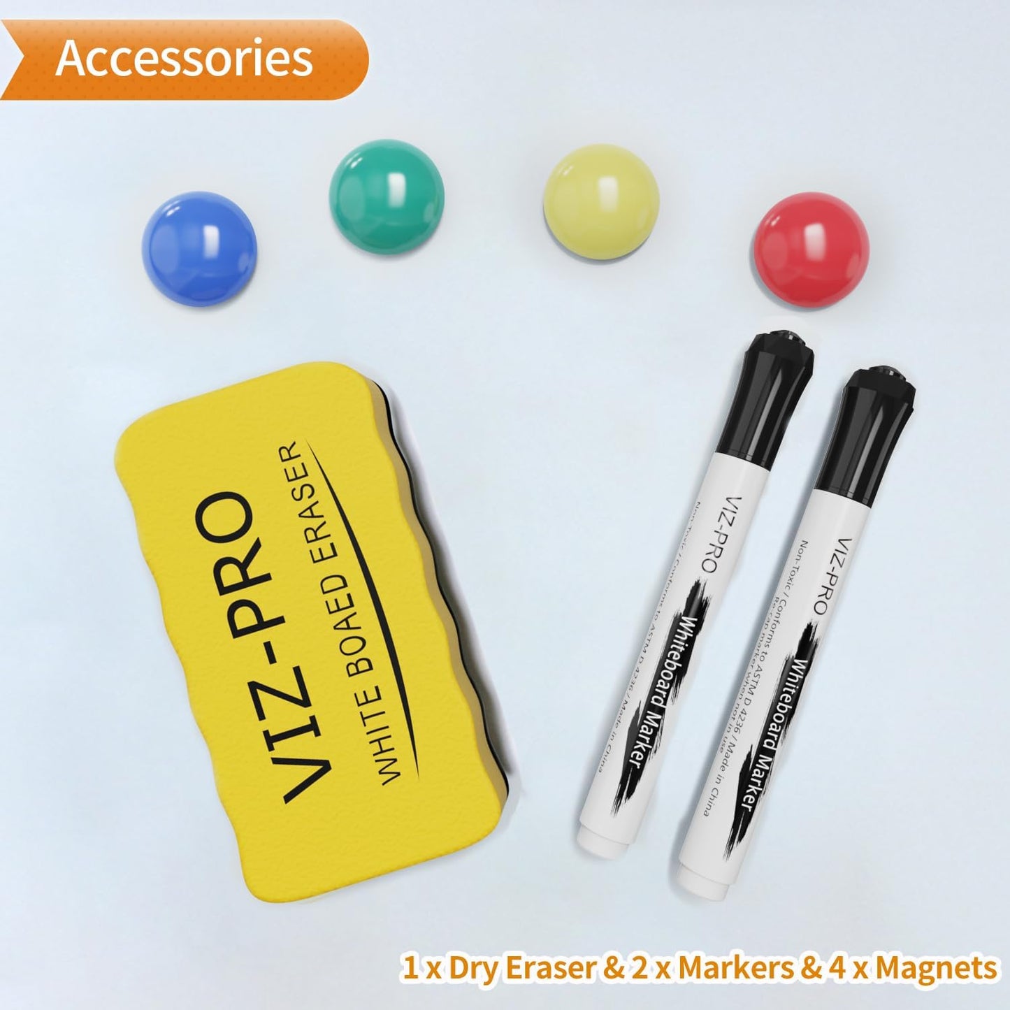 VIZ-PRO Magnetic Whiteboard/Dry Erase Board, 36 X 24 Inches, Includes 1 Eraser & 2 Markers & 4 Magnets