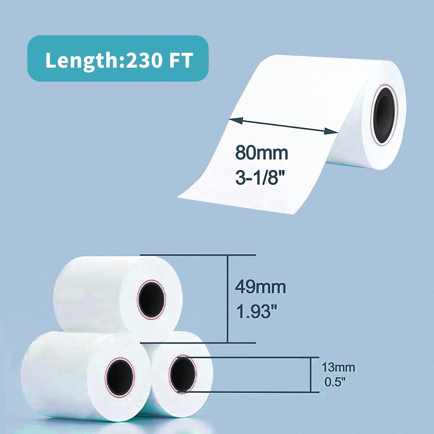 MFLABEL 32 Rolls Thermal Receipt Paper Rolls 3-1/8 x 230ft Thermal Paper Rolls