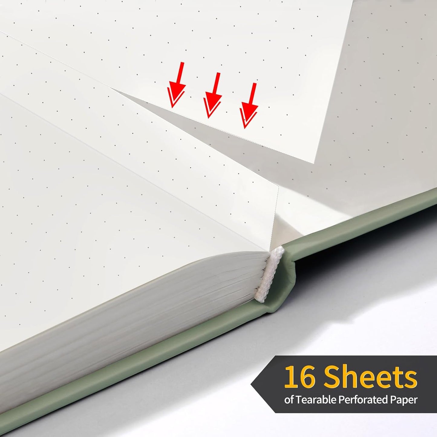 Annecy Numbered Bullet Dotted Journal Notebook, Medium 5.5x 8.25, 160 Pages 100GSM Writing Paper, A5 Grey Green Faux Leather Cover with Pen Loop