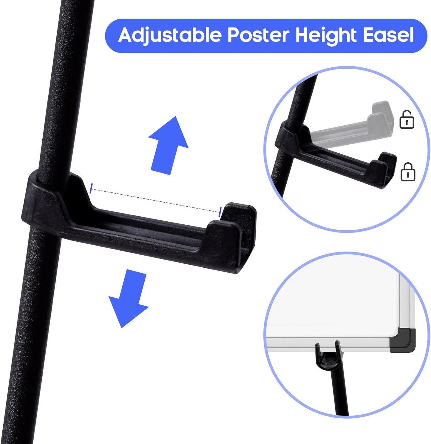 Portable Easel Stand for Posters, Lightweight Tripod Display with Collapsible Design, Sturdy Black Steel Frame, Holds Up to 5 lbs, Ideal for Events, Art & Signage. (1 Pack-Black)