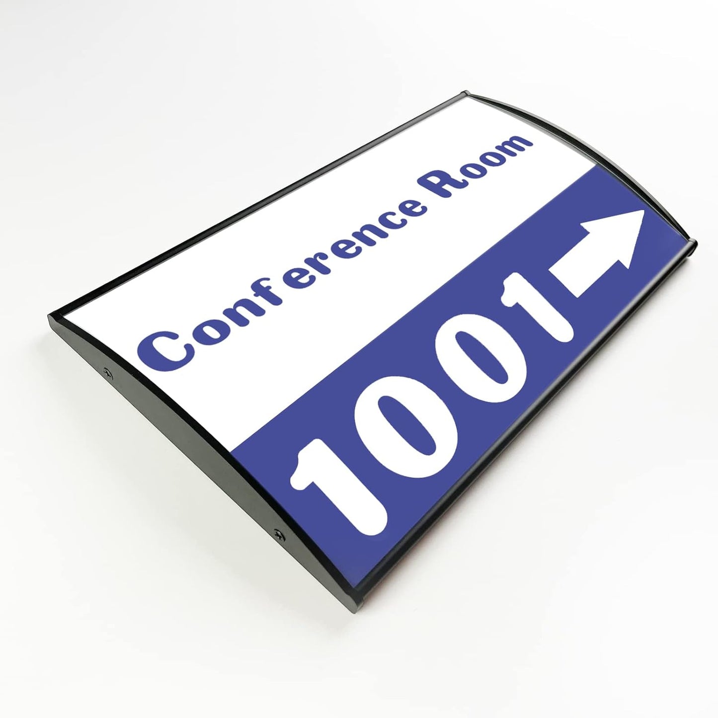 Office Sign Holder for Door - Curved Mount Name Plate Holder Frame Display 10 x 6 Inches Sturdy Aluminum with Adhesive Tape , Plastic Film Included