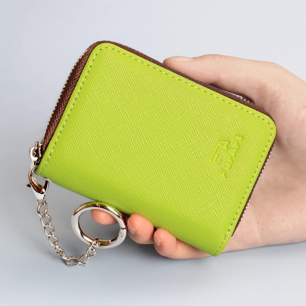 FurArt Zipper Wallet Women, RFID Blocking Credit Card Wallet, Business Card Holder, Compact Size KeyChain Wallet