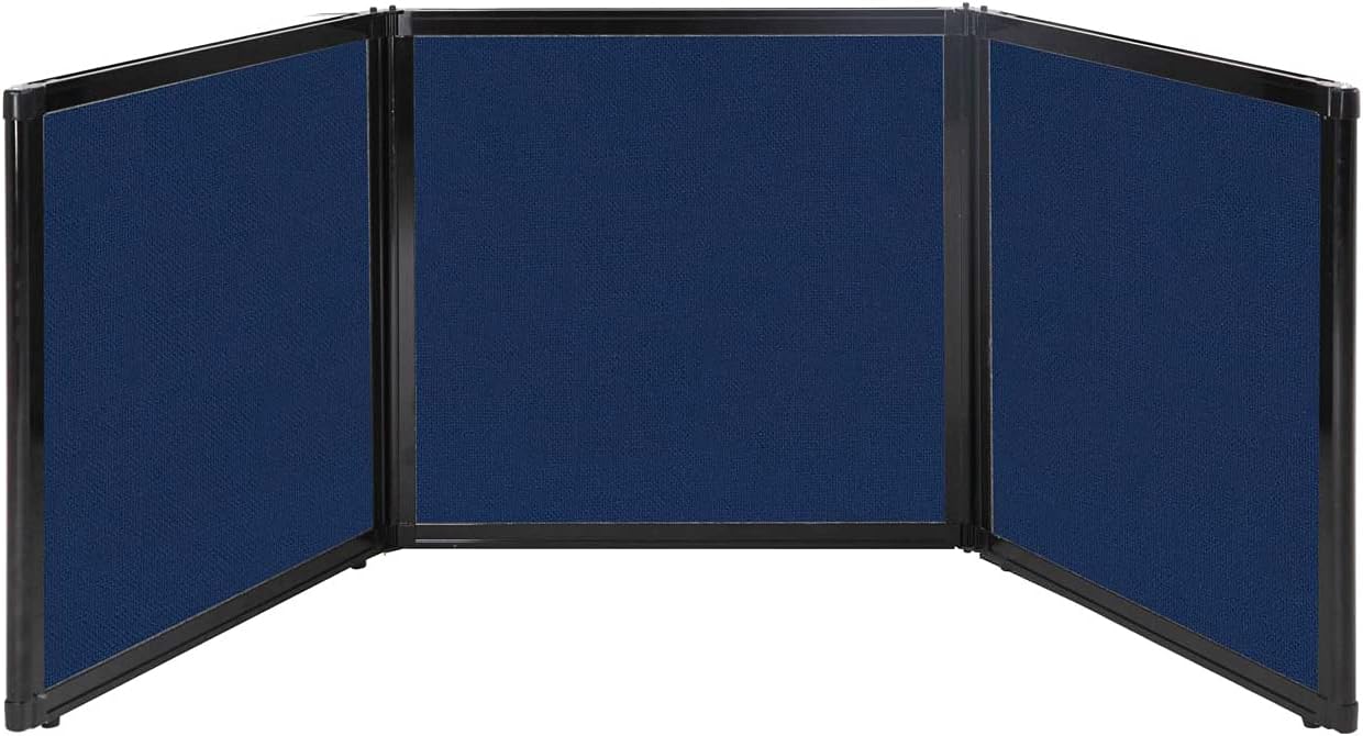 Versare Folding Tabletop Display | 3-Panel Partition | Lightweight Portable Workspace Divider | Navy Blue 78" x 24"
