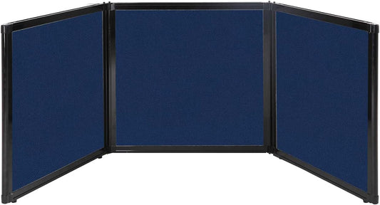 Versare Folding Tabletop Display | 3-Panel Partition | Lightweight Portable Workspace Divider | Navy Blue 78" x 24"