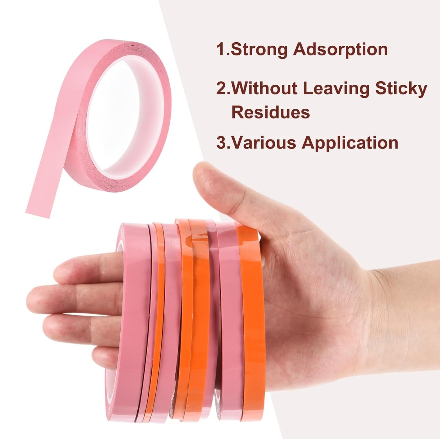 MECCANIXITY 6 Rolls Whiteboard Tape Graphic Chart Tape 20mm 54.7 Yard Art Tape Thin Self-Adhesive Pinstripe Tape Masking Tape for Gift Wrapping Craft Supplies, Pink