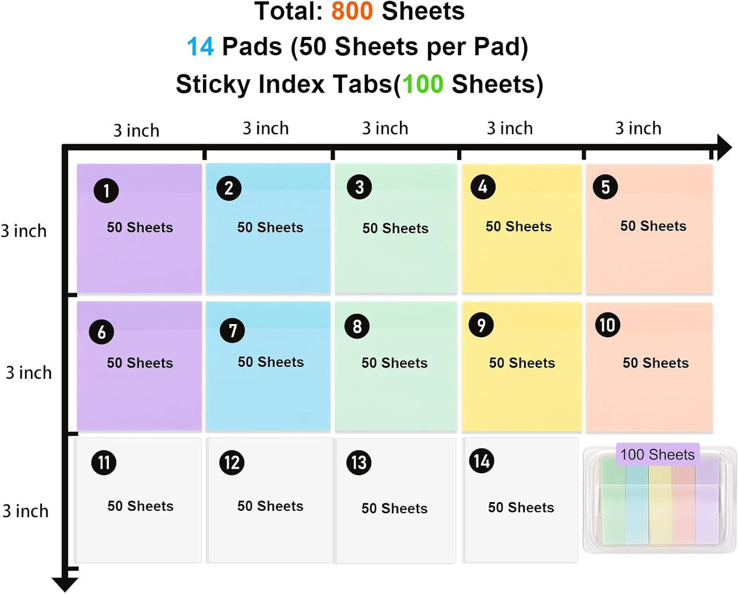 ‎SYMDROMIA Transparent Sticky Notes, 3"x3" Clear Sticky Notes, Post Translucent with See Through Self-Adhesive Sticky Pads for Office School College Supplies, 800 Sheets Bright Morandi