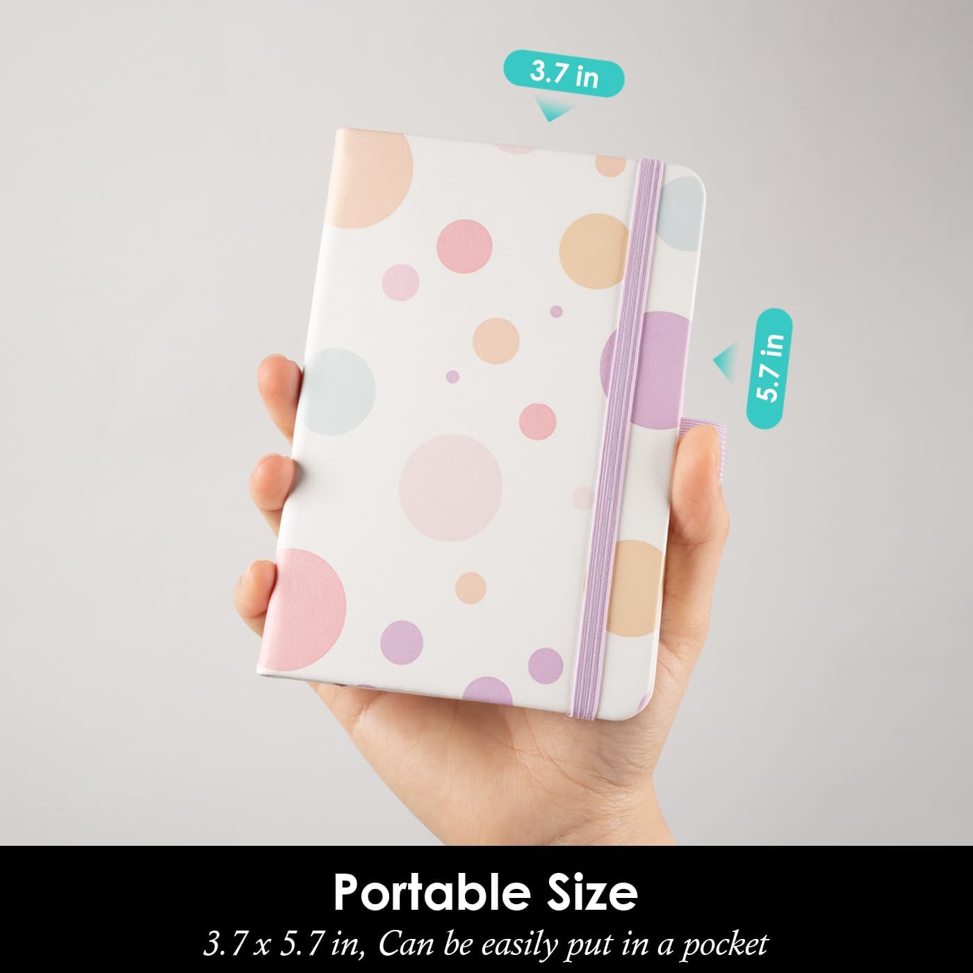 Small Journal Pocket Notebook with Pen, 3 Pack Cute Mini Notebook for Girls/Kids/Women, (Color Bubbles) 3.7" x 5.7", 100GSM Lined Paper, Aesthetic Hardcover Leather Cover Note Pad