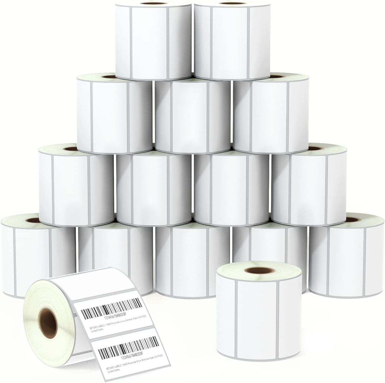 BETCKEY - 3" x 1.5" (76 mm x 38 mm) Barcode Shipping & Address Labels Compatible with Zebra & Rollo Label Printer,Premium Adhesive & Perforated [16 Rolls, 15200 Labels]