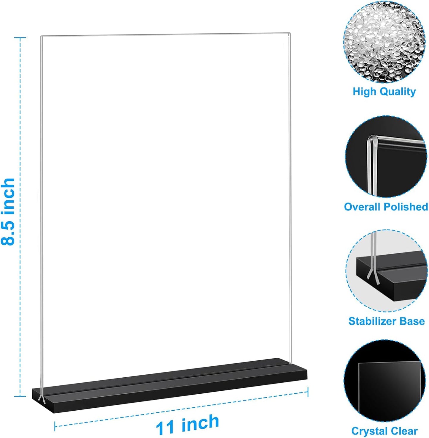 EHWINE 3 Pack Acrylic Sign Holder 8.5 x 11, Double-Sided Stand up Table Top Sign Holders, Clear Acrylic Picture Frame Menu Flyer Paper Holder Display Stand for Office Business Store Wedding Party(Black Base)