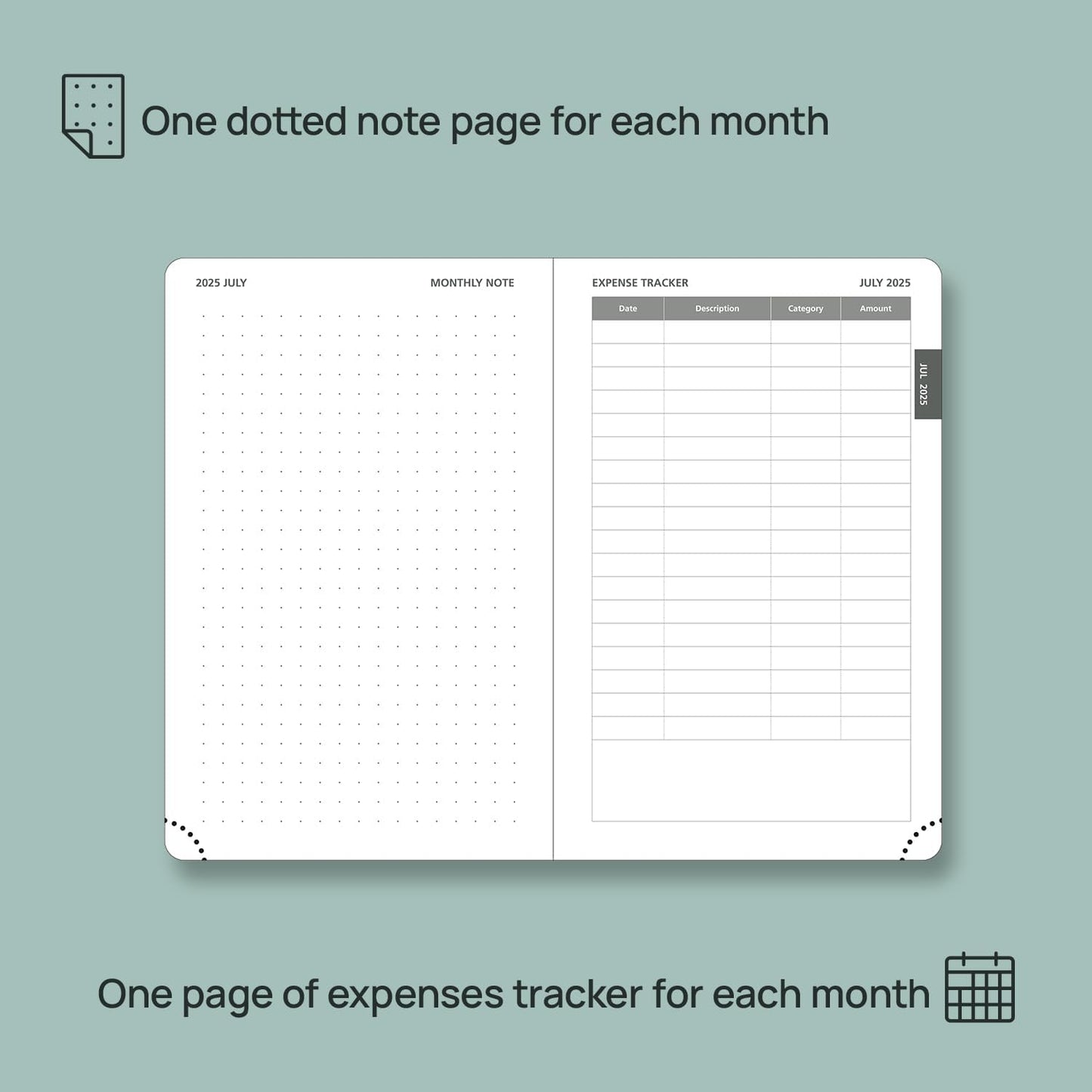 POPRUN Pocket Monthly Planner 2025-2026 (Pocket- 4''x 6.25''Soft Leather Cover) - 18 Month Calendar Book for Purse (Jul.2025-Dec.2026), 100 GSM Thick Paper - Black