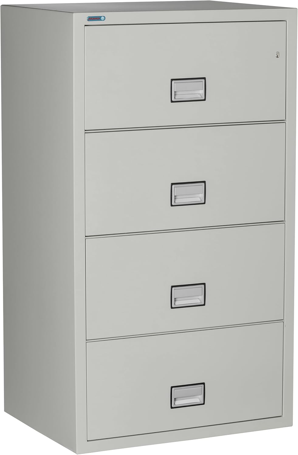 31 inch Wide 4-Drawer Lateral Fireproof File Cabinet – Legal and Letter Size Filing – Key Lock – Water Resistant – Fire Safe and Impact Rated – Light Gray Finish – Model LAT4W31LG