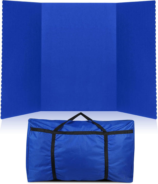 Paterr Trifold Poster Board with Storage Bag, Hook and Loop Fabric, Foldable 3 Panel Presentation Board for Science Fair and Exhibitions(Dark Blue,72 x 36 Inch)