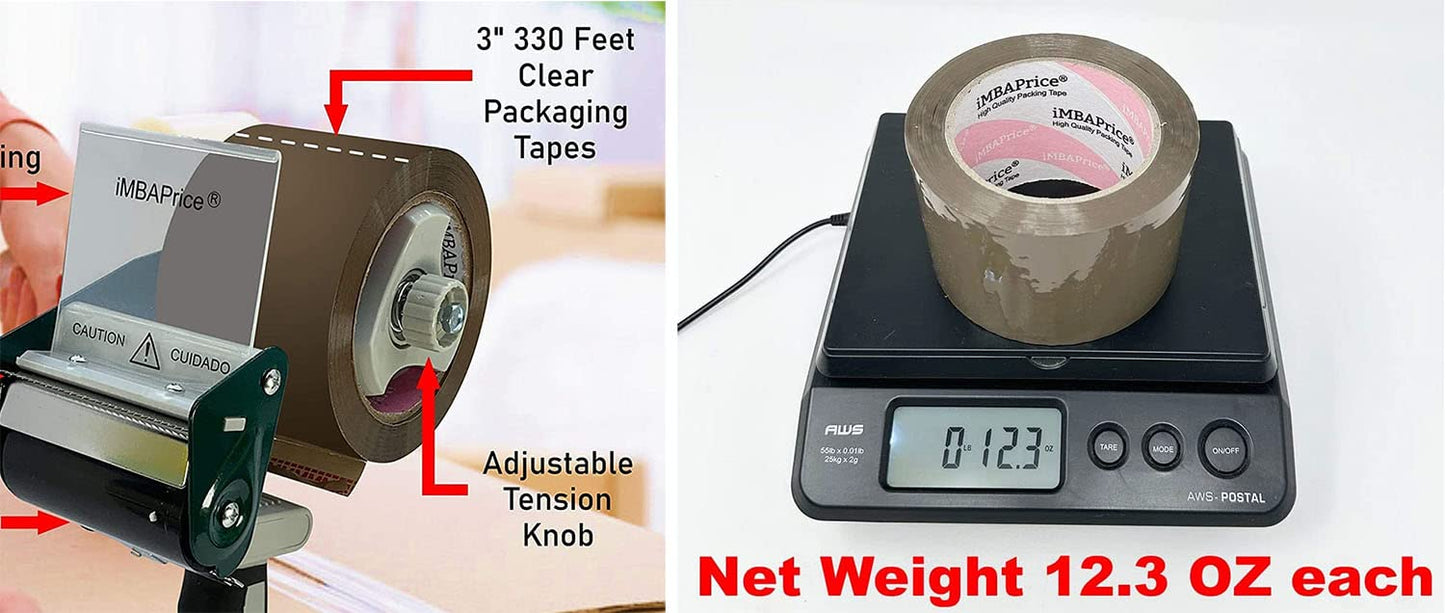 iMBAPrice 3-Inches Brown/Tan Color Shipping Packaging Tape 6 Roll of 110 Yard (6 x 330 Feet) Long 3" Packing Tape for Sealing Boxes, Packaging Parcels, Moving and Storage