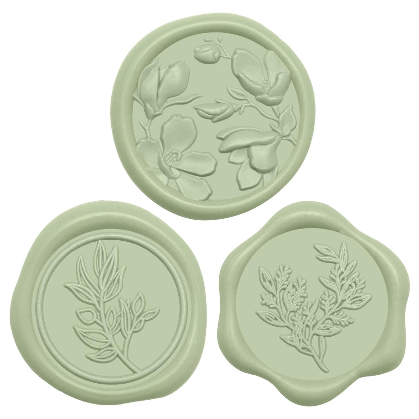 UNIQOOO Wax Seal Stickers - (3 Designs in 1 Pack) Wedding Invitation Envelope Seal Stickers, 60 Pcs Self-Adhesive Stickers, Perfect for Invitation, Christmas, Gift Wrapping (Sage Green)