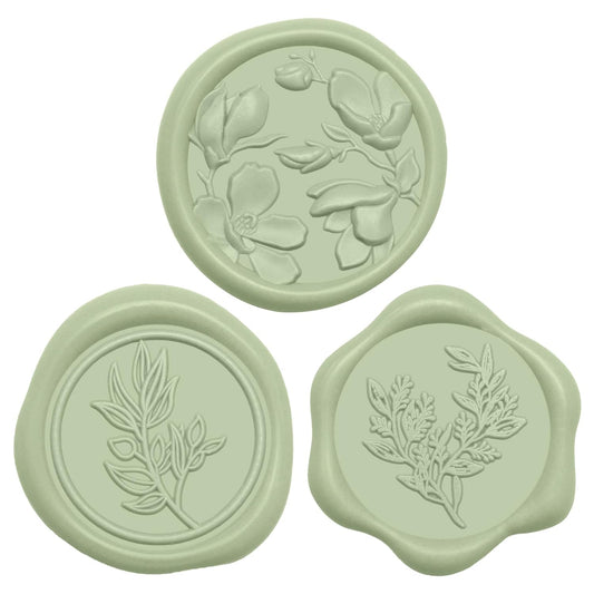 UNIQOOO Wax Seal Stickers - (3 Designs in 1 Pack) Wedding Invitation Envelope Seal Stickers, 60 Pcs Self-Adhesive Stickers, Perfect for Invitation, Christmas, Gift Wrapping (Sage Green)