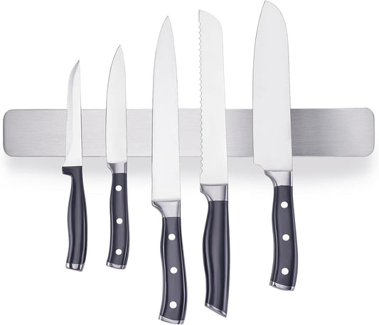 ENOKING 16 Inch Magnetic Knife Holder, 304 Stainless Steel Knife Magnetic Strip for Wall, Refrigerator, RV Kitchen, Knife Rack for Utensil Storage, Gray