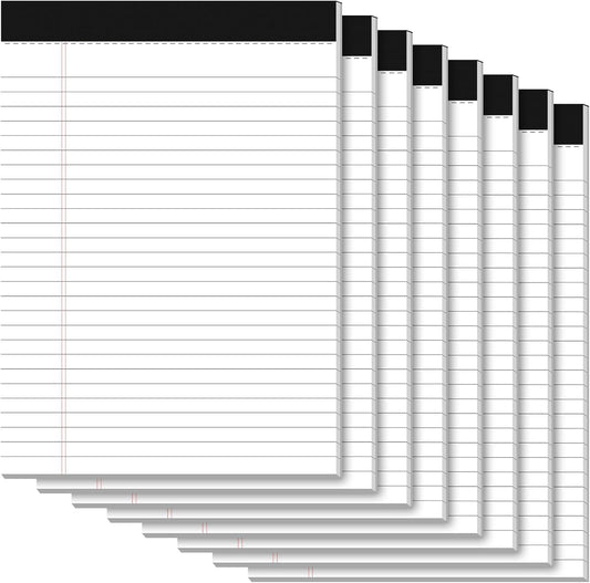 Notepads 8.5 x 11 Legal Pads of Paper, 8 Pack Note Pads 8.5 x 11 Lined Paper Wide Ruled, Perforated Legal Pad 8.5 x 11'' Paper Pads with Strong Backer Note Pad for Office, School, Homework