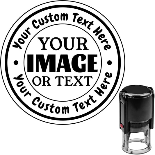 Custom Logo Stamp Personalized Business Logo Stamp Customized Self Inking Stamper Customizable Image Text Rubber Stamp for Local Business Round 4 Sizes 5 Ink Colors Options Available