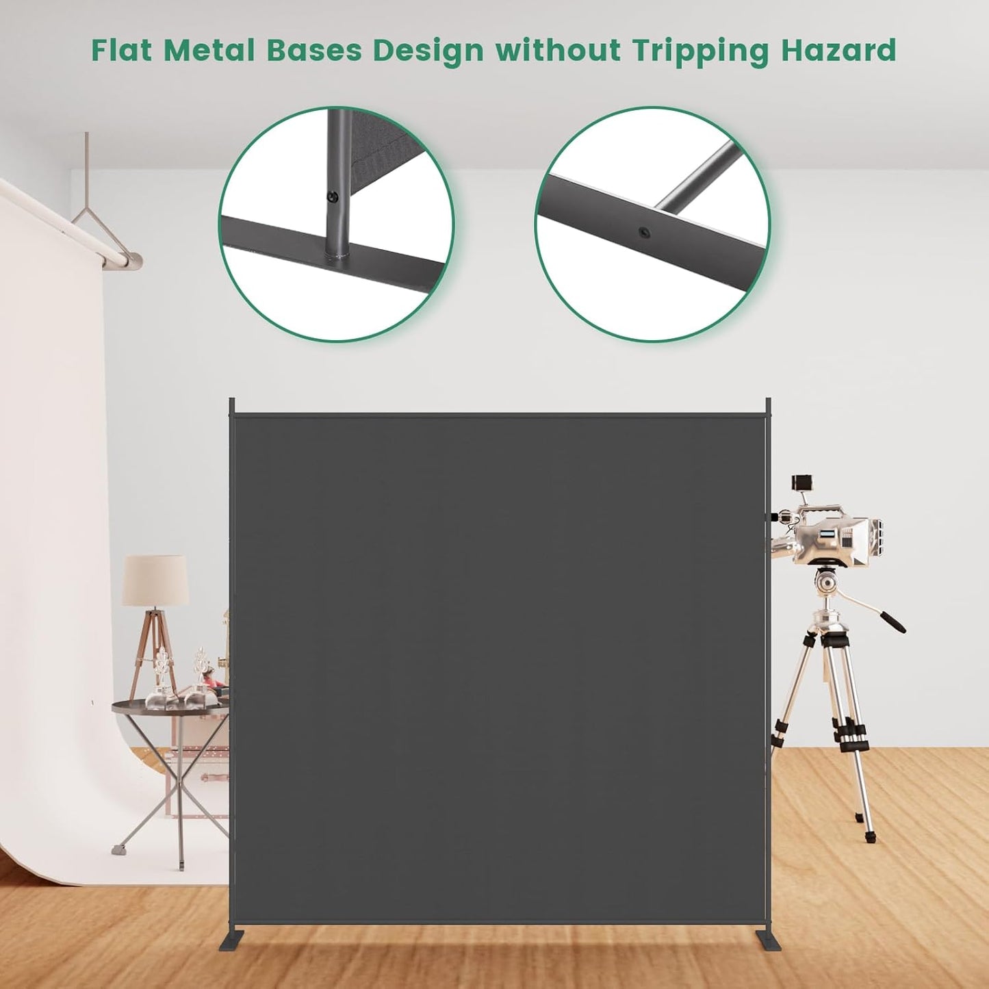 Helios&Hestia 1-Panel 6 ft Tall Indoor Folding Room Divider, Portable Privacy Screen, Freestanding Partition Separator, Temporary Wall Separation for Bedroom, Office, 71" W X 71" H, Dark Grey