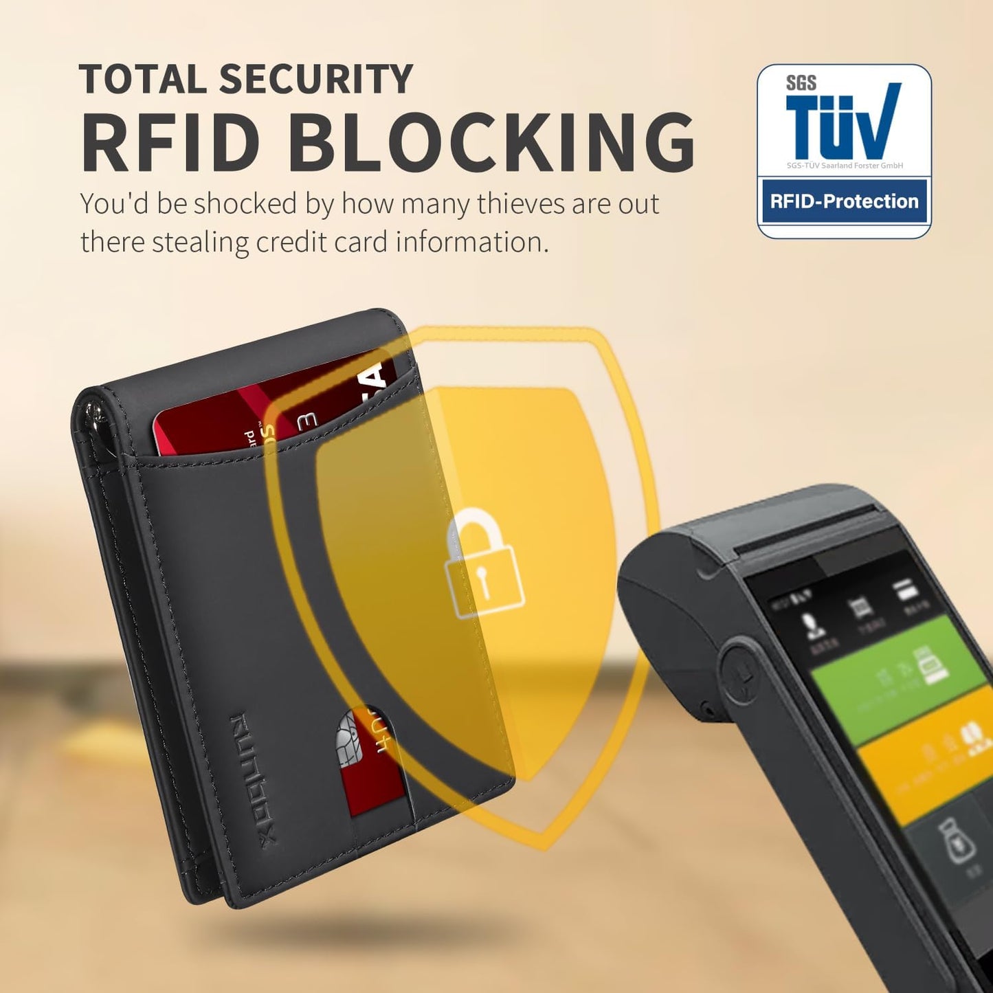 Slim Money Clip Wallets for Men RFID Blocking 11 Card Holder Minimalist Small Thin Carbon Leather Bifold Mens Front Pocket Wallet Gift Box