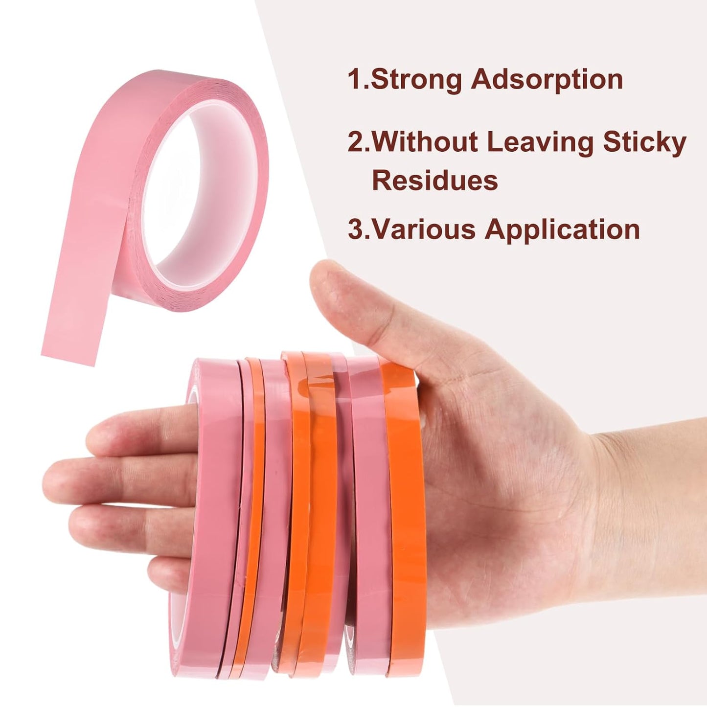 MECCANIXITY 6 Rolls Whiteboard Tape Graphic Chart Tape 30mm 54.7 Yard Art Tape Thin Self-Adhesive Pinstripe Tape Masking Tape for Gift Wrapping Craft Supplies, Pink