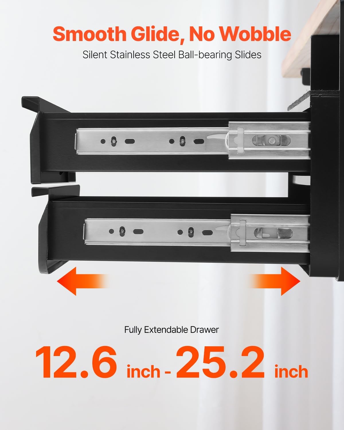 VEVOR Under Desk Double Stacked Lockable Slide Out Drawer, 13 inch Lockable Under Table Pull-out Drawer Attachment for Sit Stand Workstation, Secure Under Desk Storage Organizer, Black