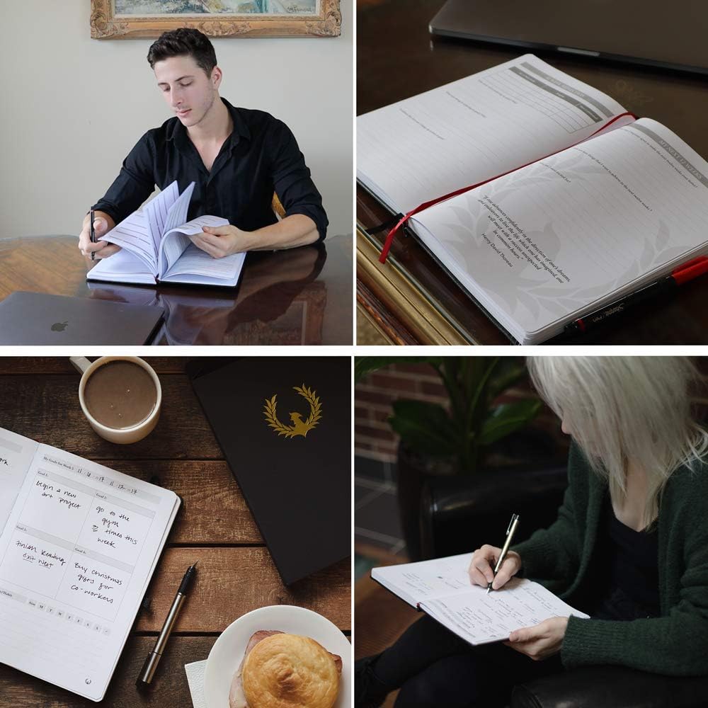 The Phoenix Journal - Best Daily Goal Planner, Organizer, & Calendar for Goal Setting, Gratitude, Happiness, & Productivity - Vision Board & Habit Tracking - 12 Weeks, Undated, Hardcover (Pink)