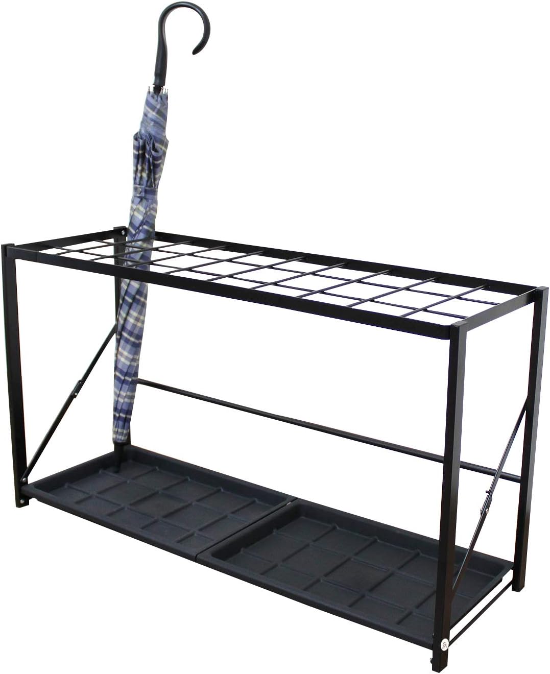 Folding Umbrella Storage Stand Rack Holder Organizer Free Standing Industrial Umbrella Rack for Entryway Home Commercial Office Hotel Entry Hallway Patio Décor with Removable Drip Tray