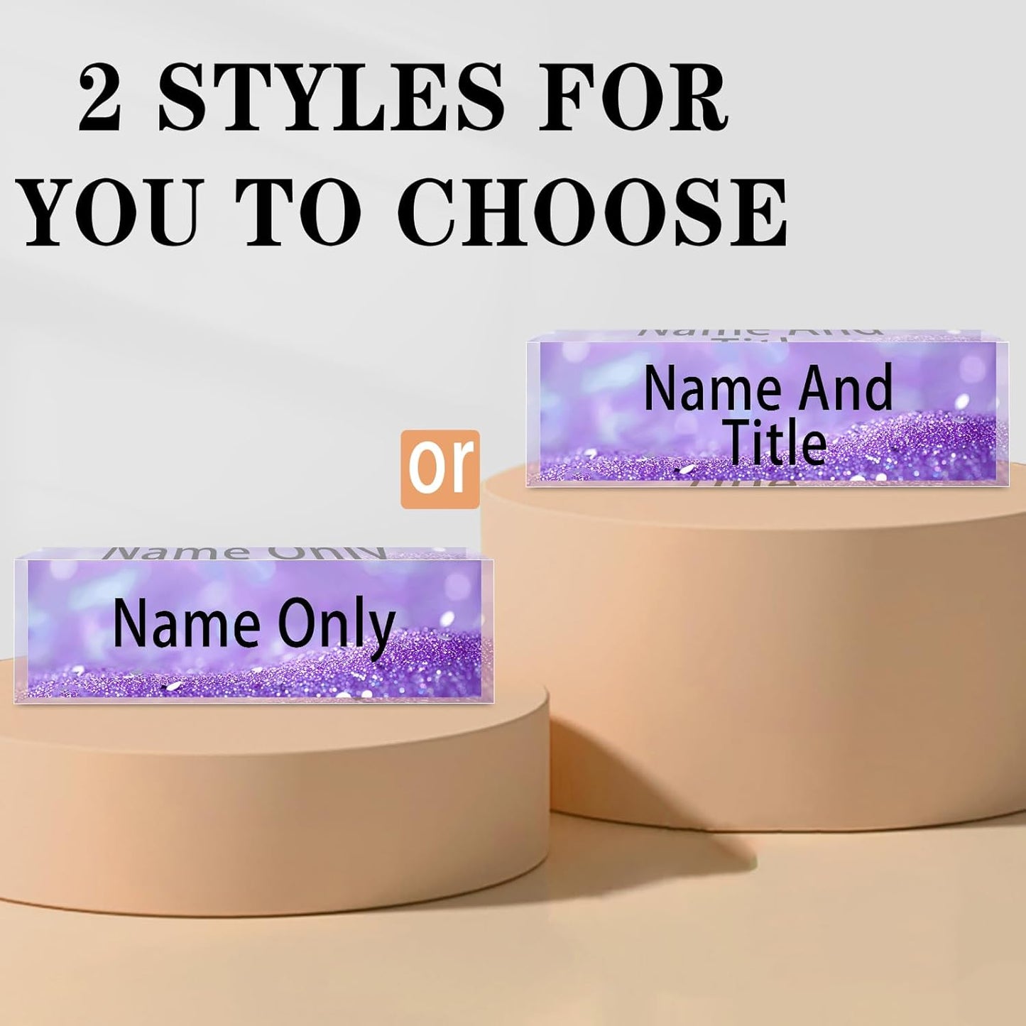 Name Plate for Desk Personalized, Acrylic Desk Decorations, Employee Appreciation Gifts, Custom Office Gifts for Coworkers, Boss, Teacher, Nurse (Purple Quicksand)