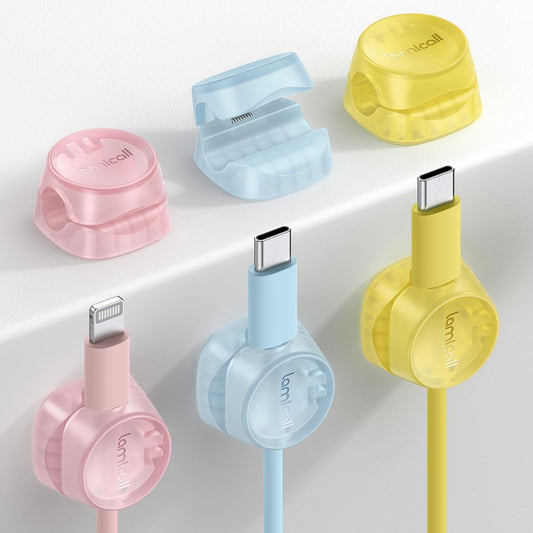 6 Pack Cord Organizer, Desk Accessories - Lamicall Colourful Cable Management, Home Office Workspace Organization Accessories, Nightstand Wire Keeper Desk Decor, Dorm Room Essentials Desktop Gadgets