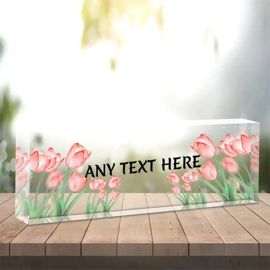 Tulip Name Plate Office Desk Name Plate Personalized Custom Name Plates for Desks on Acrylic Glass Decor Office Desk Decor Nameplate Desk Accessories