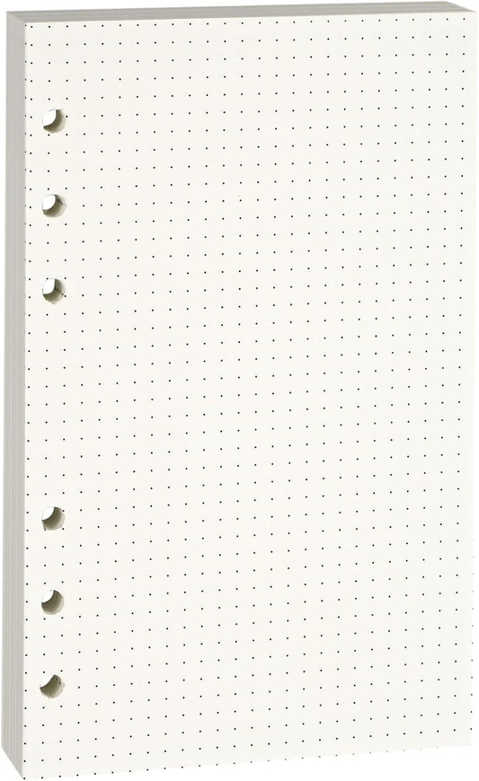 A6 Dot-Ruled Refill Paper, 100gsm Thick Beige No-Bleed Sheets (80-Pack), Pre-Punched – Fits A6 6-Ring Binders for Office, School & Teachers