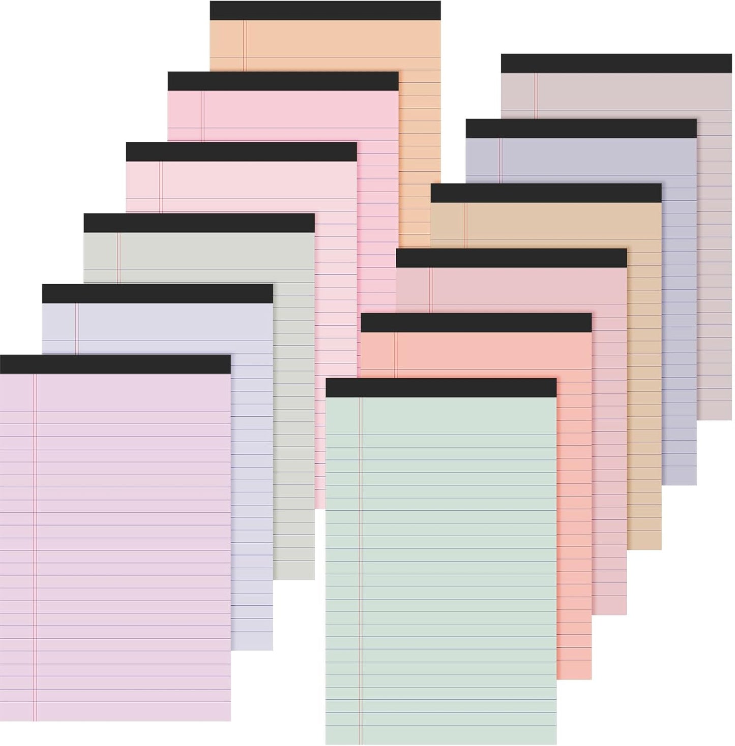 Lincia 12 Pcs 12 Pcs 5" x 8" Small Legal Pads Colored Lined Note Pads Narrow Ruled Writing Notepads 50 Sheets Per Micro Paper Notebook Lined and Perforated for College Office Supplies (Sweet Colors)