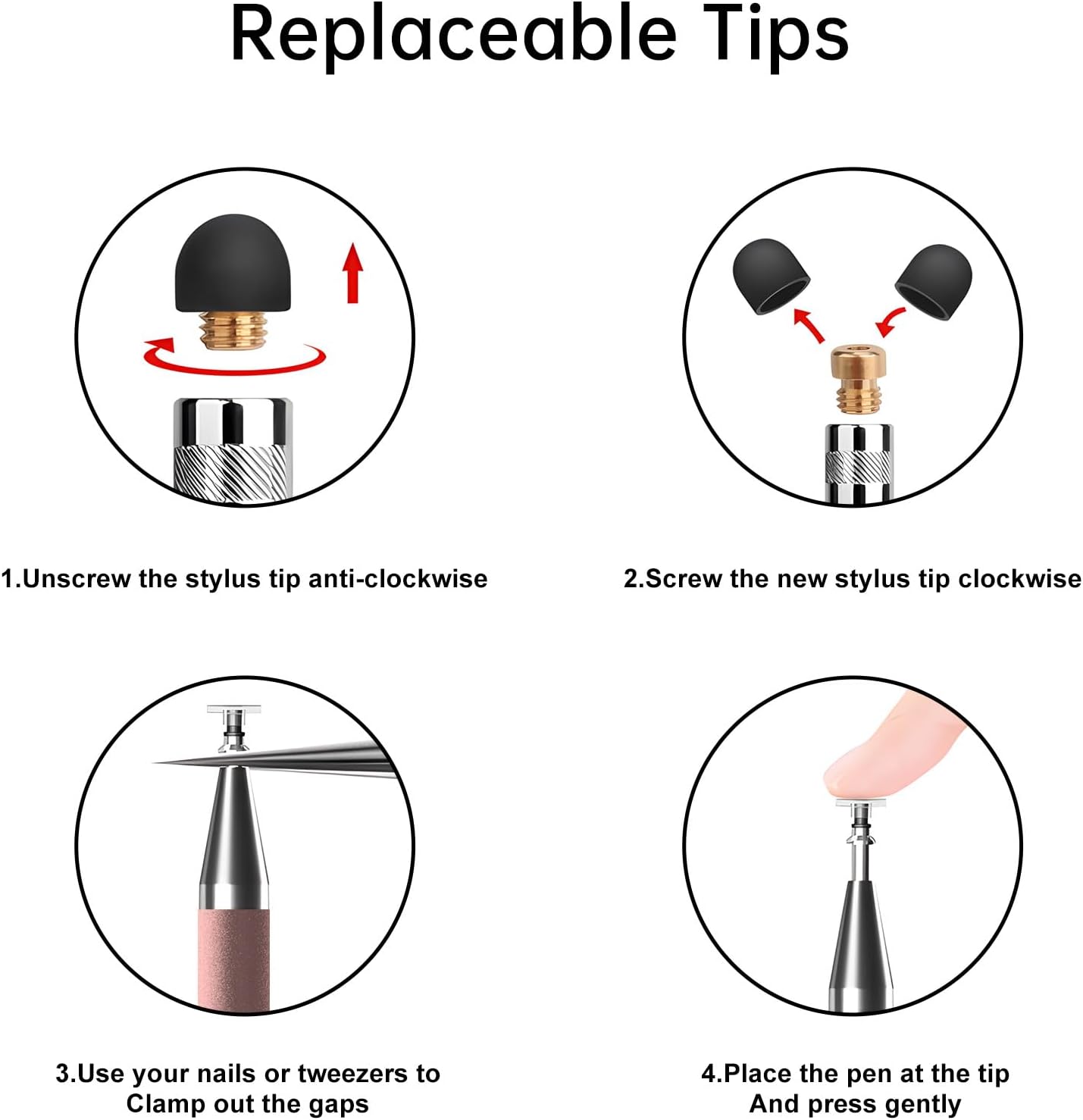 Bopomofo Stylus (5 Pcs), 2-in-1 Stylus Pen for Touchscreen, High Precision and Sensitivity, Suitable for iPhone/ipad/Android Tablets, Compatible with Touch Screens,Rose Gold