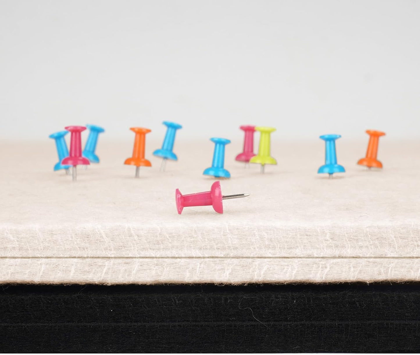 Bulletin Board, 23.5 X 17.5 inches Cork Board with 20 Pushpin, Felt Cork Board Notice Pin Board, Self-Adhesive Vision Board Mood Board Foldable Photo Board for Wall - Black