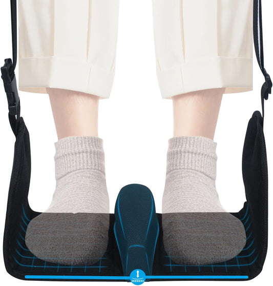 Airplane Foot Hammock, Foot Hammock for Travel Accessories with Ergonomic Removable Foot Divider Design, Airplane Foot Rest, Premium Comfortable Memory Foam & Hardboard for No Feet Clashing(Large)