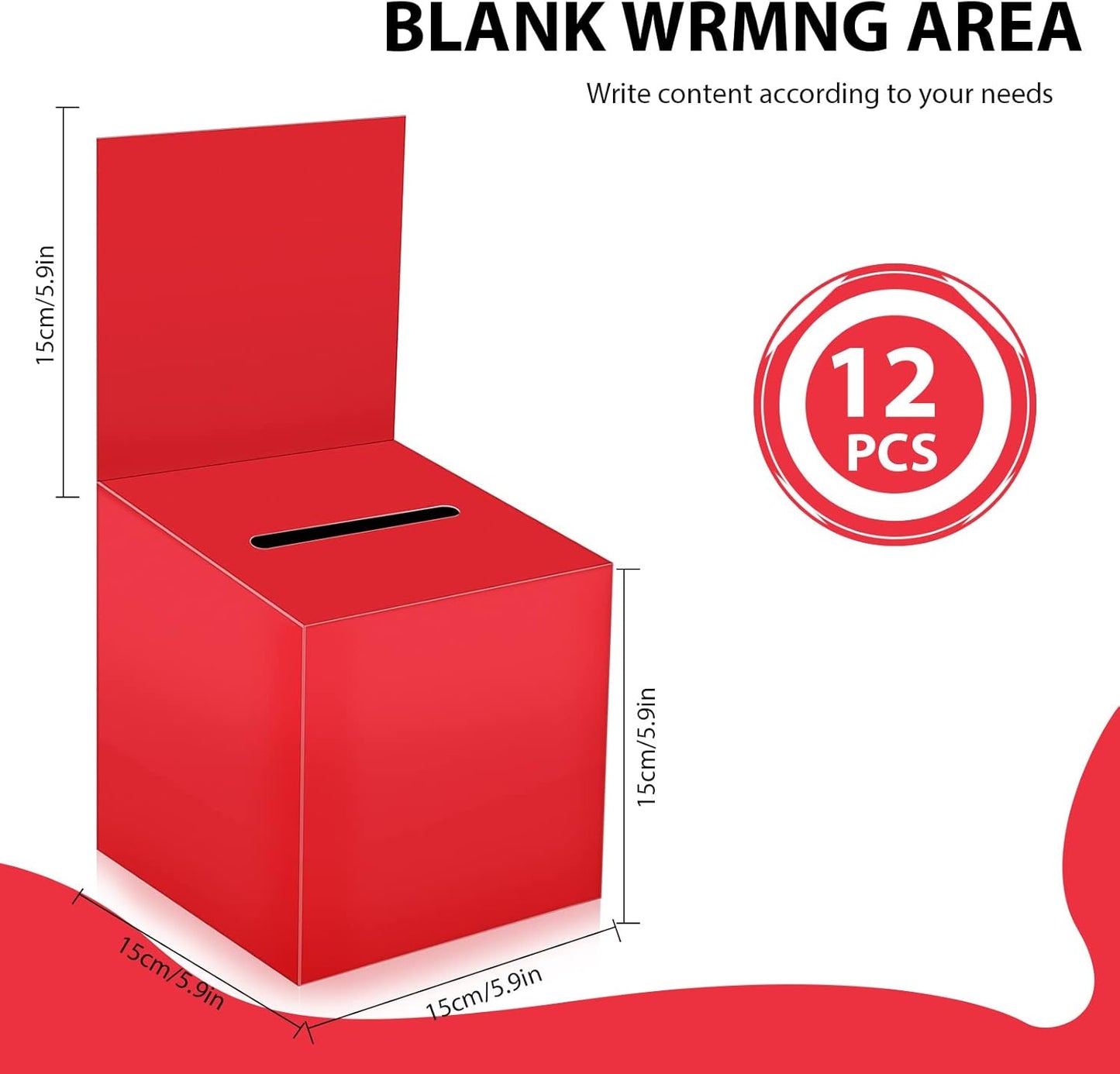 12 Pack Raffle Box Donation Box for Fundraising, Ballot Cardboard Boxes with Slot for Ticket and Removable Header Charity for Collecting Business Card Voting Contes, 6 x 6 x 6 Inch