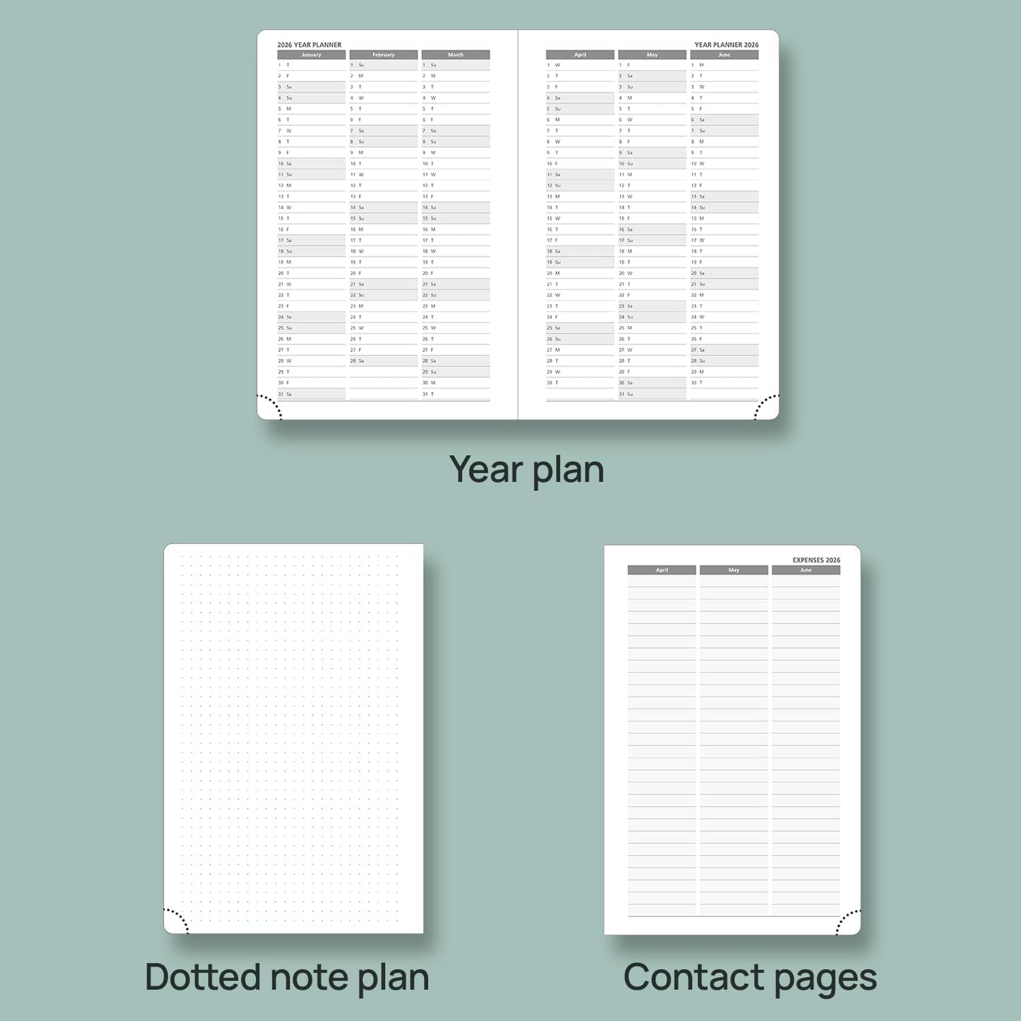 POPRUN 2025-2026 Daily Planner One Page Per Day (Medium - 5.75'' x 8.5'') - Academic Calendar (July 2025 - June 2026), 2025 Day Appointment Book with Monthly Tabs, Hardcover - Light Pink