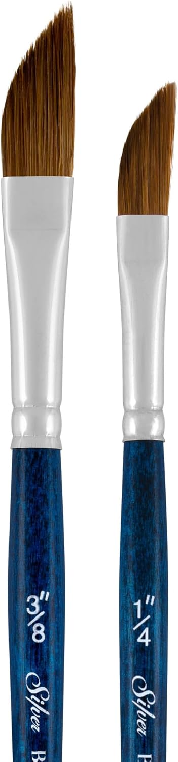 Silver Brush Limited BA-2761S BelleAqua Creative Shape 2pc Dagger Striper Watercolor Brush Set, Professional Soft Synthetic Red Sable Short Handle Artist Painting Brushes, Sizes 1/4 and 3/8 Inch