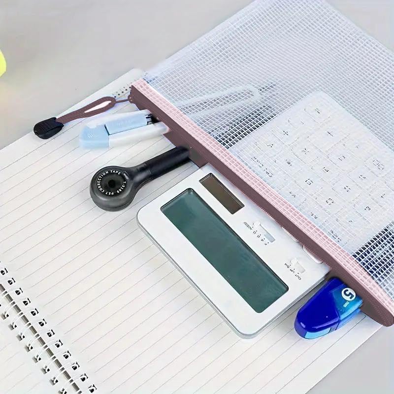 Mesh Zipper Pouch Bag,B5 Zipper Bag for Organizing Storage, Waterproof Zipper Pouch, 8" x 11"/21cm x 30cm, File Bag for School and Office Supplies (Pink)