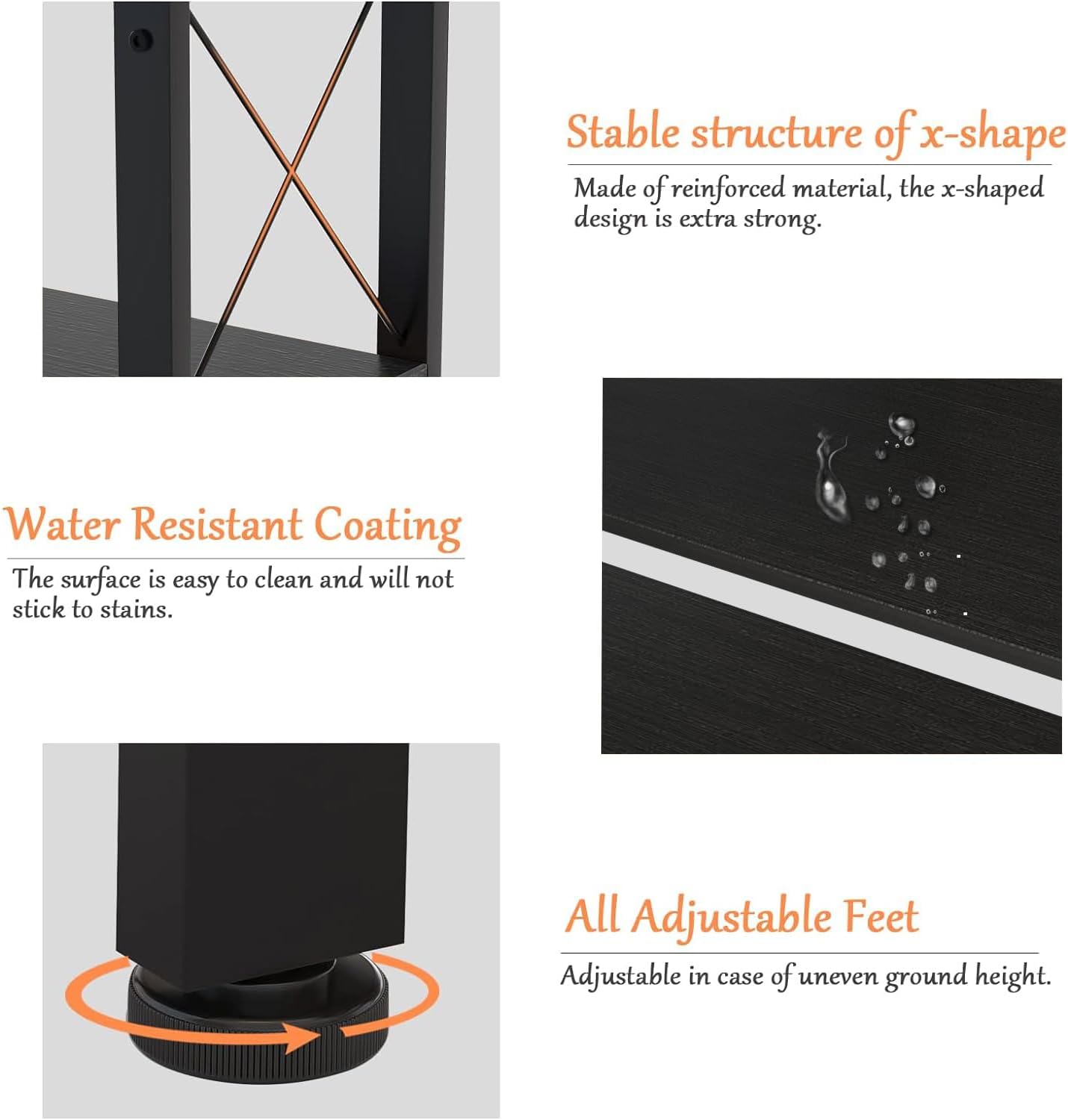 Corner Bookshelf Bookcase, Large Reversible 5 Tier Ladder Shelves Storage Display Rack with Metal Frame, Industrial Home Office Furniture for Living Room Bedroom, Black