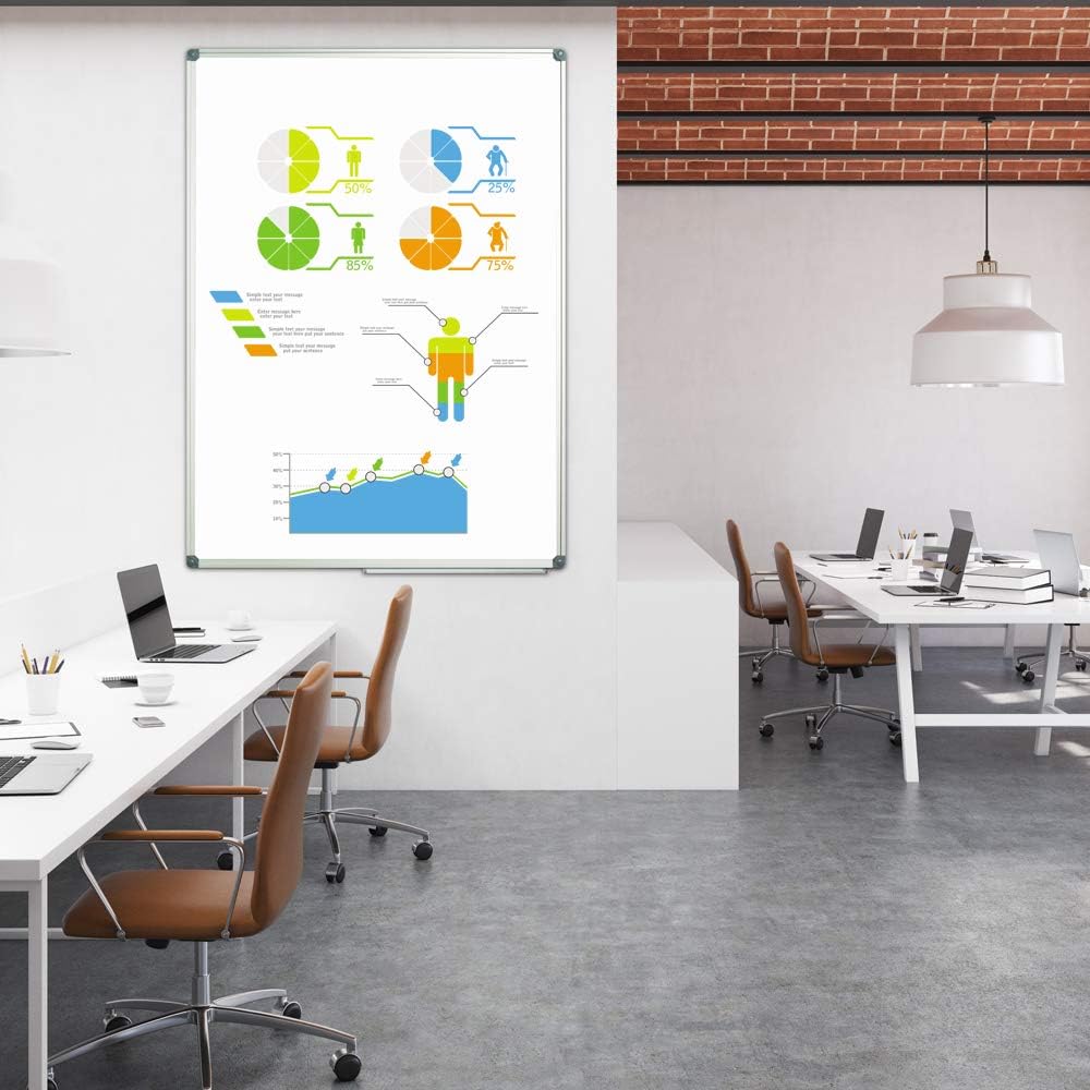 JILoffice Magnetic Dry Erase Board/Whiteboard, White Board 48 x 36 Inch, Silver Aluminum Frame Wall Mounted Board for Office Home and School