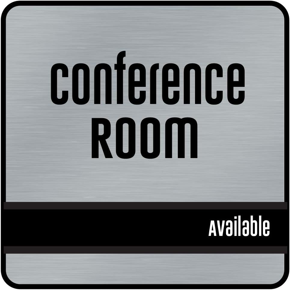 NapTags Conference Room Slider Signs (Silver - Black Frame, 8" x 8")
