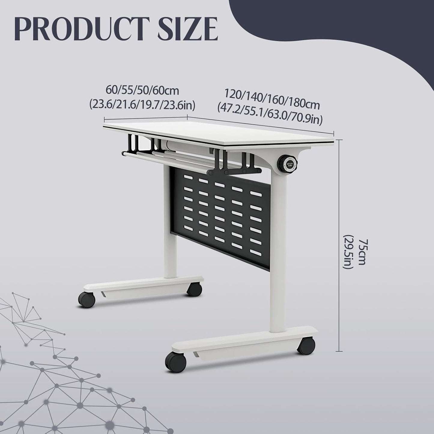 6Pack Conference Room Table, Folding Conference Table for Office Classroom, Mobile Training Tables with Casters Silent Wheels, Large Rectangular Convertible Modular Seminar Tables (L70.9in)